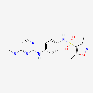 molecular formula C18H22N6O3S B2572695 N-(4-((4-(dimethylamino)-6-methylpyrimidin-2-yl)amino)phenyl)-3,5-dimethylisoxazole-4-sulfonamide CAS No. 1226433-47-1