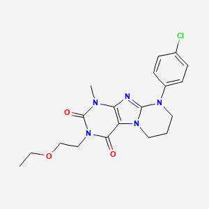 molecular formula C19H22ClN5O3 B2572707 9-(4-chlorophenyl)-3-(2-ethoxyethyl)-1-methyl-7,8-dihydro-6H-purino[7,8-a]pyrimidine-2,4-dione CAS No. 873076-75-6