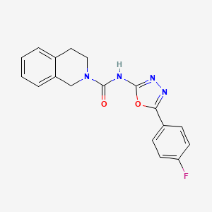 molecular formula C18H15FN4O2 B2572724 N-(5-(4-Fluorophenyl)-1,3,4-oxadiazol-2-yl)-3,4-dihydroisoquinoline-2(1H)-carboxamide CAS No. 2286411-30-9