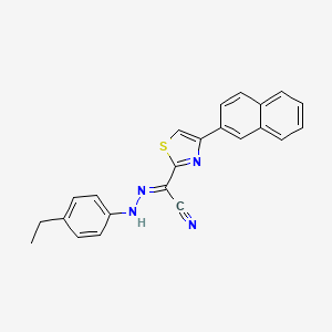 molecular formula C23H18N4S B2572746 (2E)-N-(4-ethylanilino)-4-naphthalen-2-yl-1,3-thiazole-2-carboximidoyl cyanide CAS No. 477296-74-5