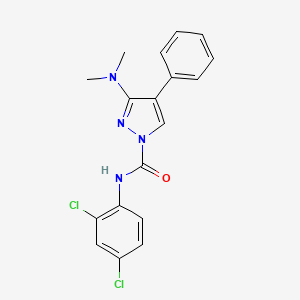 molecular formula C18H16Cl2N4O B2572750 N-(2,4-dichlorophenyl)-3-(dimethylamino)-4-phenyl-1H-pyrazole-1-carboxamide CAS No. 321538-51-6