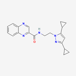 molecular formula C20H21N5O B2572764 N-(2-(3,5-二环丙基-1H-吡唑-1-基)乙基)喹喔啉-2-甲酰胺 CAS No. 2176270-57-6