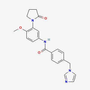 molecular formula C22H22N4O3 B2572771 4-((1H-咪唑-1-基)甲基)-N-(4-甲氧基-3-(2-氧代吡咯烷-1-基)苯基)苯甲酰胺 CAS No. 1251560-12-9