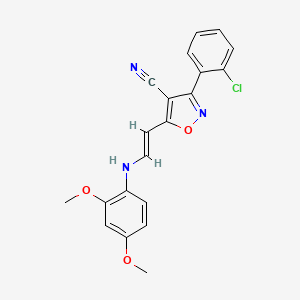 molecular formula C20H16ClN3O3 B2572778 3-(2-Chlorophenyl)-5-[2-(2,4-dimethoxyanilino)vinyl]-4-isoxazolecarbonitrile CAS No. 320424-93-9