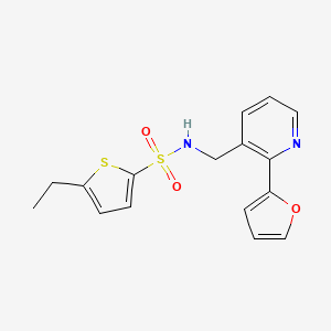 molecular formula C16H16N2O3S2 B2572782 5-ethyl-N-((2-(furan-2-yl)pyridin-3-yl)methyl)thiophene-2-sulfonamide CAS No. 2034345-62-3