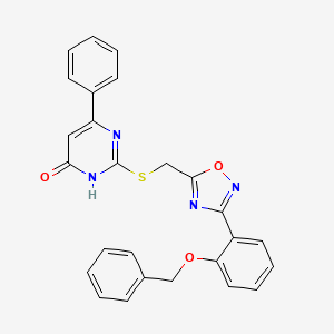 2-(((3-(2-(Benzyloxy)phenyl)-1,2,4-oxadiazol-5-yl)methyl)thio)-6-phenylpyrimidin-4-ol