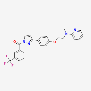 molecular formula C25H21F3N4O2 B2572787 [3-(4-{2-[methyl(2-pyridinyl)amino]ethoxy}phenyl)-1H-pyrazol-1-yl][3-(trifluoromethyl)phenyl]methanone CAS No. 477713-85-2