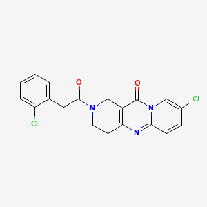 molecular formula C19H15Cl2N3O2 B2572793 8-chloro-2-(2-(2-chlorophenyl)acetyl)-3,4-dihydro-1H-dipyrido[1,2-a:4',3'-d]pyrimidin-11(2H)-one CAS No. 2034273-94-2