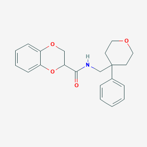 molecular formula C21H23NO4 B2572796 N-[(4-phenyltetrahydro-2H-pyran-4-yl)methyl]-2,3-dihydro-1,4-benzodioxine-2-carboxamide CAS No. 355820-53-0