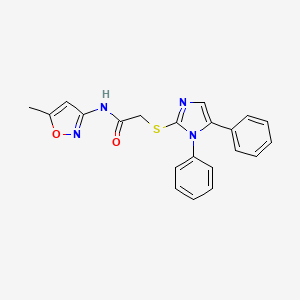 molecular formula C21H18N4O2S B2572799 2-((1,5-二苯基-1H-咪唑-2-基)硫代)-N-(5-甲基异恶唑-3-基)乙酰胺 CAS No. 765921-46-8