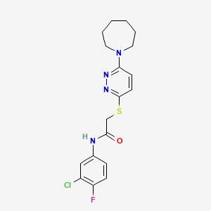 B2572813 2-((6-(azepan-1-yl)pyridazin-3-yl)thio)-N-(3-chloro-4-fluorophenyl)acetamide CAS No. 1251705-60-8
