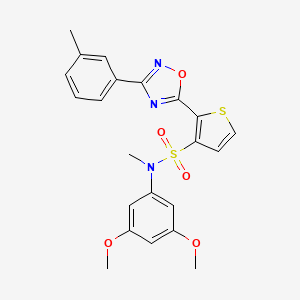 molecular formula C22H21N3O5S2 B2572822 N-(3,5-dimethoxyphenyl)-N-methyl-2-[3-(3-methylphenyl)-1,2,4-oxadiazol-5-yl]thiophene-3-sulfonamide CAS No. 1105224-50-7