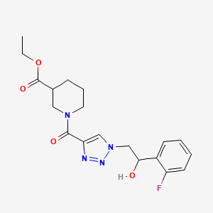 ethyl 1-(1-(2-(2-fluorophenyl)-2-hydroxyethyl)-1H-1,2,3-triazole-4-carbonyl)piperidine-3-carboxylate