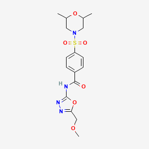 molecular formula C17H22N4O6S B2572828 4-((2,6-dimethylmorpholino)sulfonyl)-N-(5-(methoxymethyl)-1,3,4-oxadiazol-2-yl)benzamide CAS No. 850936-20-8