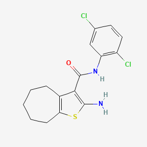 molecular formula C16H16Cl2N2OS B2572836 2-amino-N-(2,5-dichlorophenyl)-5,6,7,8-tetrahydro-4H-cyclohepta[b]thiophene-3-carboxamide CAS No. 588696-09-7
