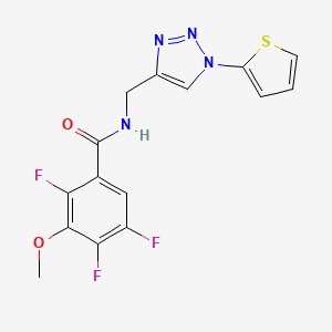 molecular formula C15H11F3N4O2S B2572837 2,4,5-trifluoro-3-methoxy-N-((1-(thiophen-2-yl)-1H-1,2,3-triazol-4-yl)methyl)benzamide CAS No. 2034382-10-8