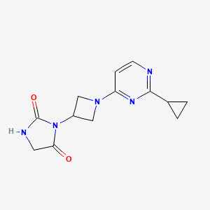 molecular formula C13H15N5O2 B2572847 3-[1-(2-Cyclopropylpyrimidin-4-yl)azetidin-3-yl]imidazolidine-2,4-dione CAS No. 2380077-31-4