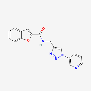 molecular formula C17H13N5O2 B2572848 N-((1-(pyridin-3-yl)-1H-1,2,3-triazol-4-yl)methyl)benzofuran-2-carboxamide CAS No. 2034494-80-7