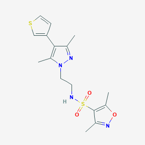 molecular formula C16H20N4O3S2 B2572851 N-(2-(3,5-dimethyl-4-(thiophen-3-yl)-1H-pyrazol-1-yl)ethyl)-3,5-dimethylisoxazole-4-sulfonamide CAS No. 2034510-65-9