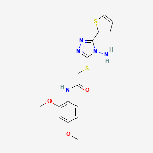 molecular formula C16H17N5O3S2 B2572867 2-{[4-amino-5-(thiophen-2-yl)-4H-1,2,4-triazol-3-yl]sulfanyl}-N-(2,4-dimethoxyphenyl)acetamide CAS No. 905765-28-8