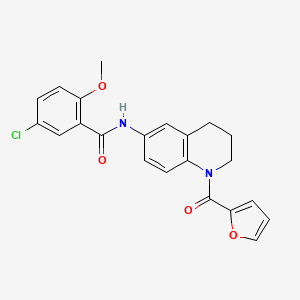 molecular formula C22H19ClN2O4 B2572868 5-chloro-N-[1-(furan-2-carbonyl)-3,4-dihydro-2H-quinolin-6-yl]-2-methoxybenzamide CAS No. 1005305-65-6