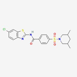 molecular formula C21H22ClN3O3S2 B2572870 N-(6-氯苯并[d]噻唑-2-基)-4-((3,5-二甲基哌啶-1-基)磺酰基)苯甲酰胺 CAS No. 361167-24-0