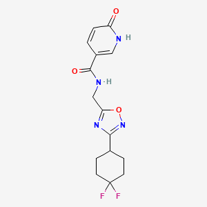 molecular formula C15H16F2N4O3 B2572884 N-((3-(4,4-difluorocyclohexyl)-1,2,4-oxadiazol-5-yl)methyl)-6-oxo-1,6-dihydropyridine-3-carboxamide CAS No. 2034230-71-0