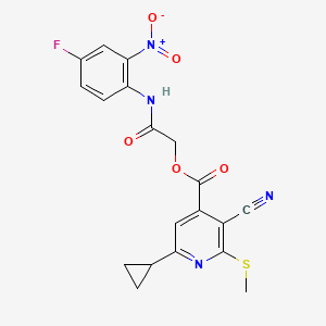 molecular formula C19H15FN4O5S B2572893 [(4-Fluoro-2-nitrophenyl)carbamoyl]methyl 3-cyano-6-cyclopropyl-2-(methylsulfanyl)pyridine-4-carboxylate CAS No. 1181524-62-8