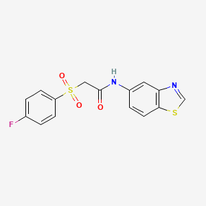 molecular formula C15H11FN2O3S2 B2572894 N-(benzo[d]thiazol-5-yl)-2-((4-fluorophenyl)sulfonyl)acetamide CAS No. 941966-36-5