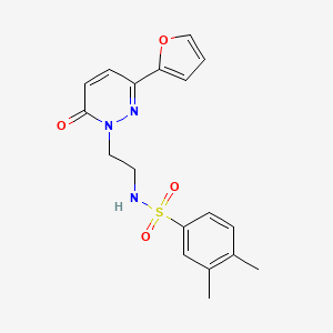molecular formula C18H19N3O4S B2572895 N-(2-(3-(furan-2-yl)-6-oxopyridazin-1(6H)-yl)ethyl)-3,4-dimethylbenzenesulfonamide CAS No. 946263-73-6