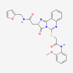 molecular formula C26H23N5O5S B2572901 2-{[2-({[(furan-2-yl)methyl]carbamoyl}methyl)-3-oxo-2H,3H-imidazo[1,2-c]quinazolin-5-yl]sulfanyl}-N-(2-methoxyphenyl)乙酰胺 CAS No. 959551-97-4