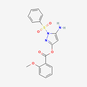 5-amino-1-(phenylsulfonyl)-1H-pyrazol-3-yl 2-methoxybenzoate