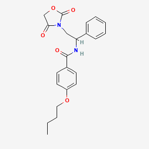 molecular formula C22H24N2O5 B2572907 4-butoxy-N-(2-(2,4-dioxooxazolidin-3-yl)-1-phenylethyl)benzamide CAS No. 1904006-39-8