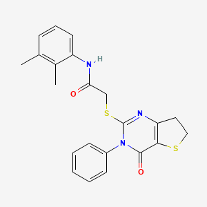 molecular formula C22H21N3O2S2 B2572918 N-(2,3-dimethylphenyl)-2-((4-oxo-3-phenyl-3,4,6,7-tetrahydrothieno[3,2-d]pyrimidin-2-yl)thio)acetamide CAS No. 686770-38-7