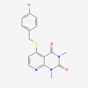 molecular formula C16H14BrN3O2S B2572932 5-[(4-Bromophenyl)methylsulfanyl]-1,3-dimethylpyrido[2,3-d]pyrimidine-2,4-dione CAS No. 899960-73-7