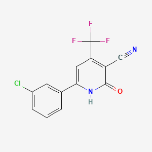 molecular formula C13H6ClF3N2O B2572934 6-(3-Chlorophenyl)-2-hydroxy-4-(trifluoromethyl)nicotinonitrile CAS No. 338749-71-6