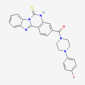 molecular formula C25H20FN5OS B2572935 [4-(4-氟苯基)哌嗪-1-基]-(6-硫代-5H-苯并咪唑并[1,2-c]喹唑啉-3-基)甲苯酮 CAS No. 440322-55-4