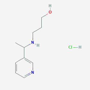 molecular formula C10H17ClN2O B2572944 3-(1-Pyridin-3-ylethylamino)propan-1-ol;hydrochloride CAS No. 1215351-54-4
