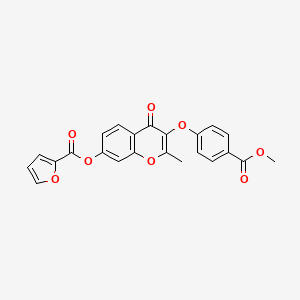 molecular formula C23H16O8 B2572981 3-(4-(methoxycarbonyl)phenoxy)-2-methyl-4-oxo-4H-chromen-7-yl furan-2-carboxylate CAS No. 637752-72-8