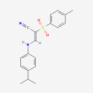 molecular formula C19H20N2O2S B2572983 3-((4-(Isopropyl)phenyl)amino)-2-((4-methylphenyl)sulfonyl)prop-2-enenitrile CAS No. 1026196-60-0