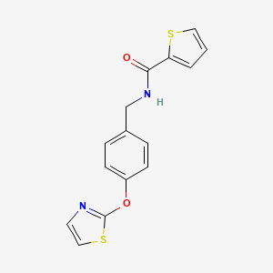 molecular formula C15H12N2O2S2 B2572988 N-(4-(噻唑-2-氧基)苄基)噻吩-2-甲酰胺 CAS No. 2034318-38-0