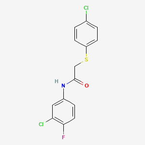 molecular formula C14H10Cl2FNOS B2572992 N-(3-chloro-4-fluorophenyl)-2-[(4-chlorophenyl)sulfanyl]acetamide CAS No. 303090-98-4