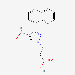 molecular formula C17H14N2O3 B2572994 3-(4-甲酰基-3-萘-1-基吡唑-1-基)丙酸 CAS No. 957319-80-1