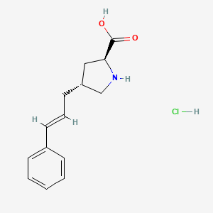 molecular formula C14H18ClNO2 B2572997 反式-4-(3-苯丙烯基)-L-脯氨酸盐酸盐 CAS No. 1049740-87-5