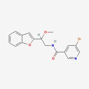 molecular formula C17H15BrN2O3 B2572998 N-(2-(benzofuran-2-yl)-2-methoxyethyl)-5-bromonicotinamide CAS No. 2034292-20-9