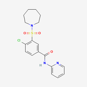 molecular formula C18H20ClN3O3S B2573001 3-(azepan-1-ylsulfonyl)-4-chloro-N-(pyridin-2-yl)benzamide CAS No. 890594-50-0