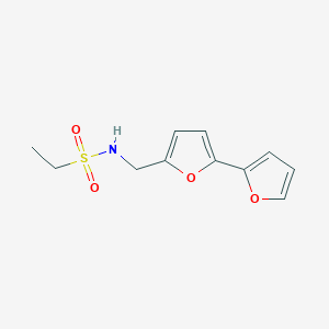 molecular formula C11H13NO4S B2573003 N-([2,2'-联呋喃]-5-基甲基)乙磺酰胺 CAS No. 2034251-23-3