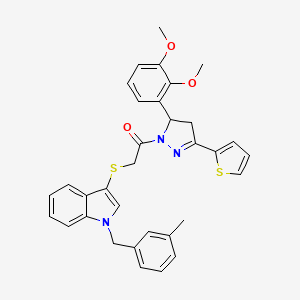1-(5-(2,3-dimethoxyphenyl)-3-(thiophen-2-yl)-4,5-dihydro-1H-pyrazol-1-yl)-2-((1-(3-methylbenzyl)-1H-indol-3-yl)thio)ethanone