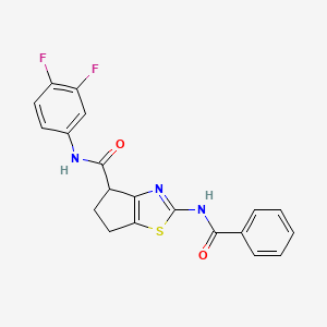 molecular formula C20H15F2N3O2S B2573037 2-benzamido-N-(3,4-difluorophenyl)-5,6-dihydro-4H-cyclopenta[d]thiazole-4-carboxamide CAS No. 942004-71-9