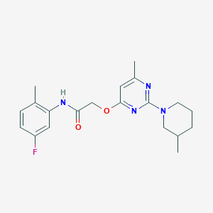 molecular formula C20H25FN4O2 B2573041 N-(5-fluoro-2-methylphenyl)-2-{[6-methyl-2-(3-methylpiperidin-1-yl)pyrimidin-4-yl]oxy}acetamide CAS No. 1226446-03-2